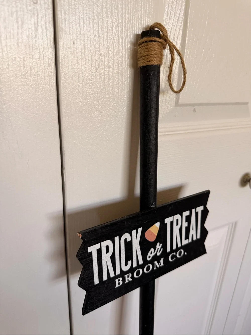 Target Orange and Black Glitter Trick or Treat Broom Accent